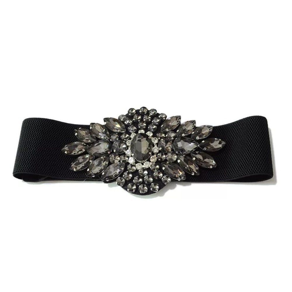 ARCO Stunning Stretch Rhinestone Belt Size S-M GUN METAL - Picture 3 of 6